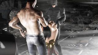 Wonder Woman Three-Some Spitroast / Doggy Position and BJ / Batman and Bruce Wayne