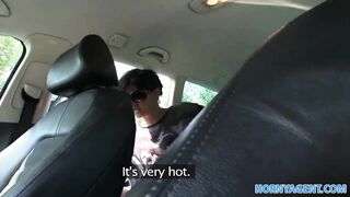 HornyAgent Sexy short haired brunette hair screwed in a car